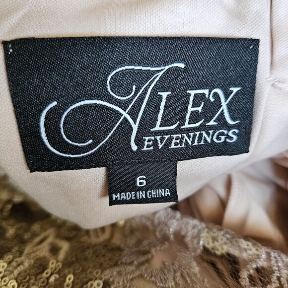 Alex Evenings Womens Rose Gold Lace & Sequin Cap Sleeve Sheath Dress Size 6 - Picture 9 of 15